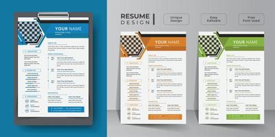 Creative resume and curriculum vitae template design vector