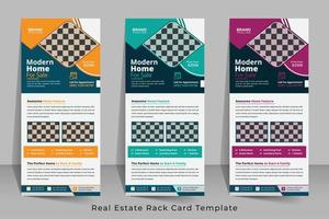 Corporate real estate agency rack card and dl flyer template design vector