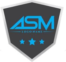 ASM and stars with shield logo design pro vector