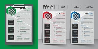 Creative resume and curriculum vitae template design vector