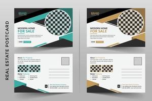 Corporate real estate and home apartment agency postcard template vector