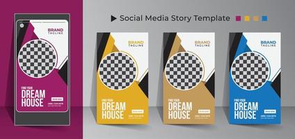 Real estate and home apartment social media story template design vector