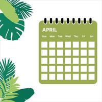 calendario del mes de abril vector