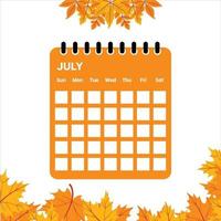 July month calendar vector