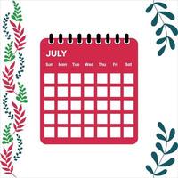 July month calendar vector