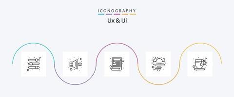 Ux And Ui Line 5 Icon Pack Including refreshment. weather. content. tool. app vector