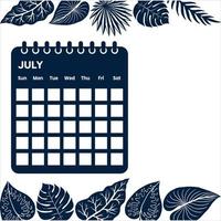 July month calendar vector