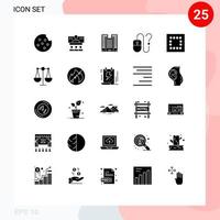 User Interface Pack of 25 Basic Solid Glyphs of minimize online building info contact Editable Vector Design Elements