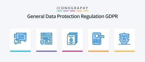 Gdpr Blue 5 Icon Pack Including gdpr. project. gdpr. gdpr. controller. Creative Icons Design vector