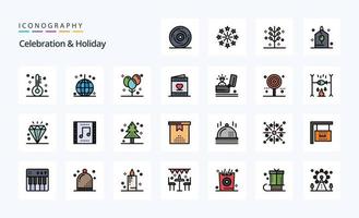 25 Celebration  Holiday Line Filled Style icon pack vector