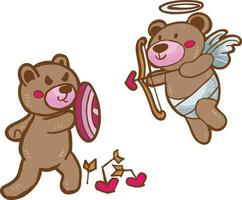 cute bear couple love valentine vector