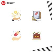 4 Universal Flat Icons Set for Web and Mobile Applications income insurance design sketch bed Editable Vector Design Elements