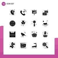 16 Universal Solid Glyphs Set for Web and Mobile Applications photos images incoming graph sales Editable Vector Design Elements