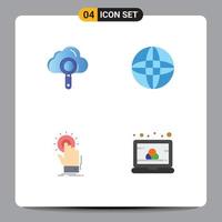 Flat Icon Pack of 4 Universal Symbols of cloud hand find world start Editable Vector Design Elements