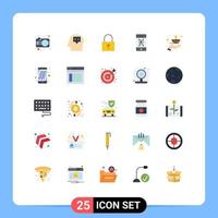25 Thematic Vector Flat Colors and Editable Symbols of fire phone lock bell alarm Editable Vector Design Elements