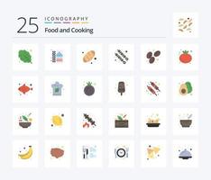 Food 25 Flat Color icon pack including tomato. food. bread. coffee. kebab vector