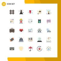 25 User Interface Flat Color Pack of modern Signs and Symbols of creative lamp strategy flame care Editable Vector Design Elements
