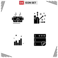 4 Creative Icons Modern Signs and Symbols of tea chart heart spa web Editable Vector Design Elements