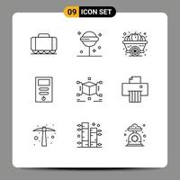 9 Thematic Vector Outlines and Editable Symbols of puzzle cube pumpkin stabilizer cpu Editable Vector Design Elements