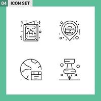 Universal Icon Symbols Group of 4 Modern Filledline Flat Colors of card database xmas map global Editable Vector Design Elements