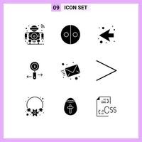 Modern Set of 9 Solid Glyphs Pictograph of mail search symbols zoom info Editable Vector Design Elements