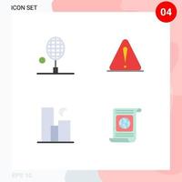 4 Thematic Vector Flat Icons and Editable Symbols of badminton city tennis danger moon Editable Vector Design Elements