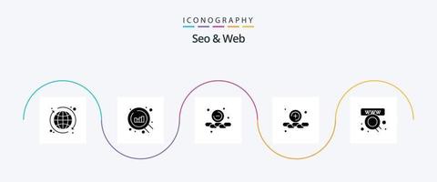 paquete de iconos de seo y web glyph 5 que incluye . tienda. menor. en línea. web vector