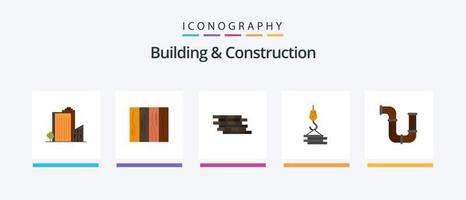 paquete de iconos de 5 planos de construcción y construcción que incluye edificio. ladrillos diseño. ladrillo. seguridad. diseño de iconos creativos vector