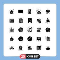 Solid Glyph Pack of 25 Universal Symbols of cash setting share document gear marriage Editable Vector Design Elements