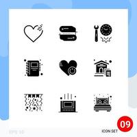 9 Solid Glyph concept for Websites Mobile and Apps switch shutdown options notepad education Editable Vector Design Elements