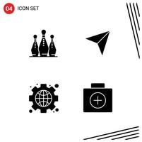 Pack of creative Solid Glyphs of bowling gear pins pointer web Editable Vector Design Elements