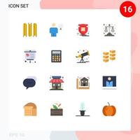 16 Universal Flat Colors Set for Web and Mobile Applications chart scales package law balance Editable Pack of Creative Vector Design Elements