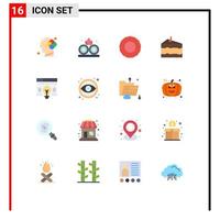 Modern Set of 16 Flat Colors Pictograph of design webpage bonus web food Editable Pack of Creative Vector Design Elements