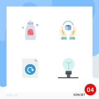 Group of 4 Modern Flat Icons Set for bathroom document soap handle reload Editable Vector Design Elements