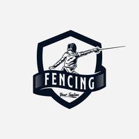 Fencing Sport logo design template vector