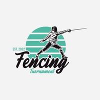 Fencing tournament logo design template vector