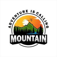 ilustración de vector de diseño de logotipo de montaña, aventura al aire libre