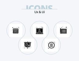 ux y ui glyph icon pack 5 diseño de iconos. relación. red. cita. ordenador portátil. programación vector