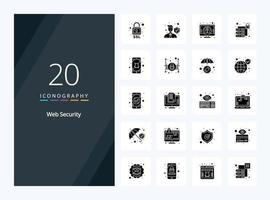 20 Web Security Solid Glyph icon for presentation vector