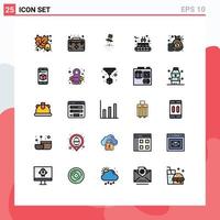 25 Creative Icons Modern Signs and Symbols of accounting production moustache conveyor belt hat Editable Vector Design Elements
