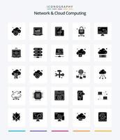 Creative Network And Cloud Computing 25 Glyph Solid Black icon pack  Such As arrows. cloud. connection. technology. locked vector