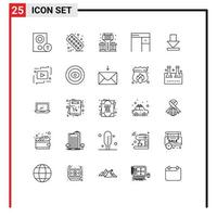 Modern Set of 25 Lines and symbols such as dawn office tablet interior desk Editable Vector Design Elements