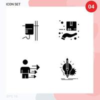 Group of 4 Solid Glyphs Signs and Symbols for healthcare business transfusion delivery modern Editable Vector Design Elements