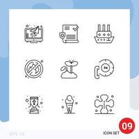 Outline Pack of 9 Universal Symbols of maturity growth ship place fire Editable Vector Design Elements