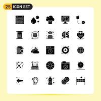 Pictogram Set of 25 Simple Solid Glyphs of computers display natural oil design print Editable Vector Design Elements