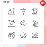 9 Universal Outline Signs Symbols of cap autumn information namaz rug Editable Vector Design Elements