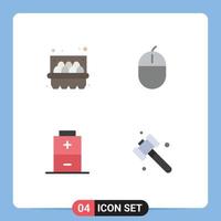 Modern Set of 4 Flat Icons and symbols such as basket charging computers hardware construction Editable Vector Design Elements