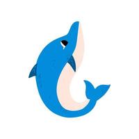 Cute baby dolphin in hand drawn style. Vector illustration