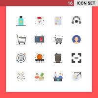 User Interface Pack of 16 Basic Flat Colors of ecommerce graduation cap education presentation Editable Pack of Creative Vector Design Elements