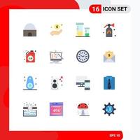 16 User Interface Flat Color Pack of modern Signs and Symbols of bio fire charity extinguisher science Editable Pack of Creative Vector Design Elements